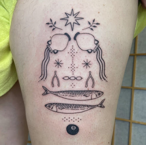 Explore skiing tattoo ideas, creative tattoo ideas in Providence, available at Fool Heart Tattoo