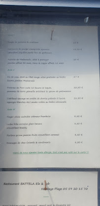 Restaurant Le Battela à Hendaye (le menu)