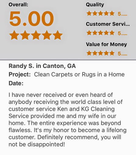 Carpet Cleaning Service «KG Cleaning Service Inc.», reviews and photos, 30 Industrial Park Rd #200, Dawsonville, GA 30534, USA