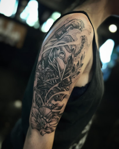 Explore front thigh tattoo ideas for women, creative tattoo ideas in Melbourne, available at Bonnie n Clyde Tattoo Studio