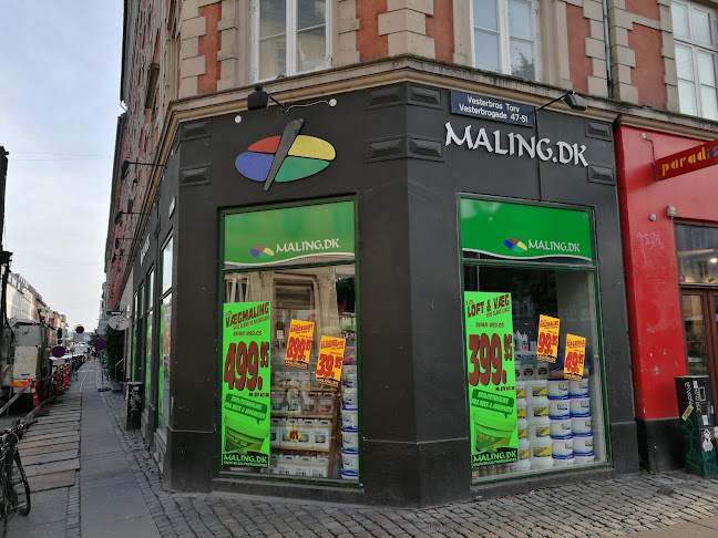 Anmeldelser af MALING.DK på Vesterbro i Amager Vest - Farvehandel