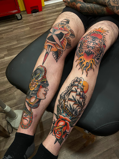 Explore tricep tattoo ideas for guys, creative tattoo ideas in Sykesville, available at Americana Folk Tattoo