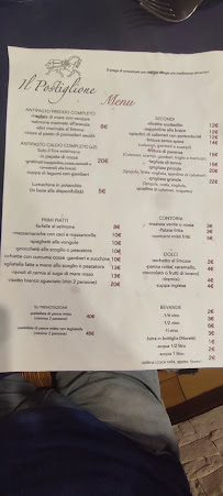 Menu / carte de Il Postiglione Snc Di Roberta Chiacchiera E C. à Montecassiano