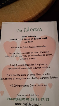 Restaurant gastronomique Au Fulcosa à Saint-Germain-en-Laye - menu / carte