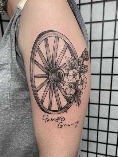 Explore forearm tattoo filler ideas, creative tattoo ideas in Edgewood, available at Wild Coyote Tattoo