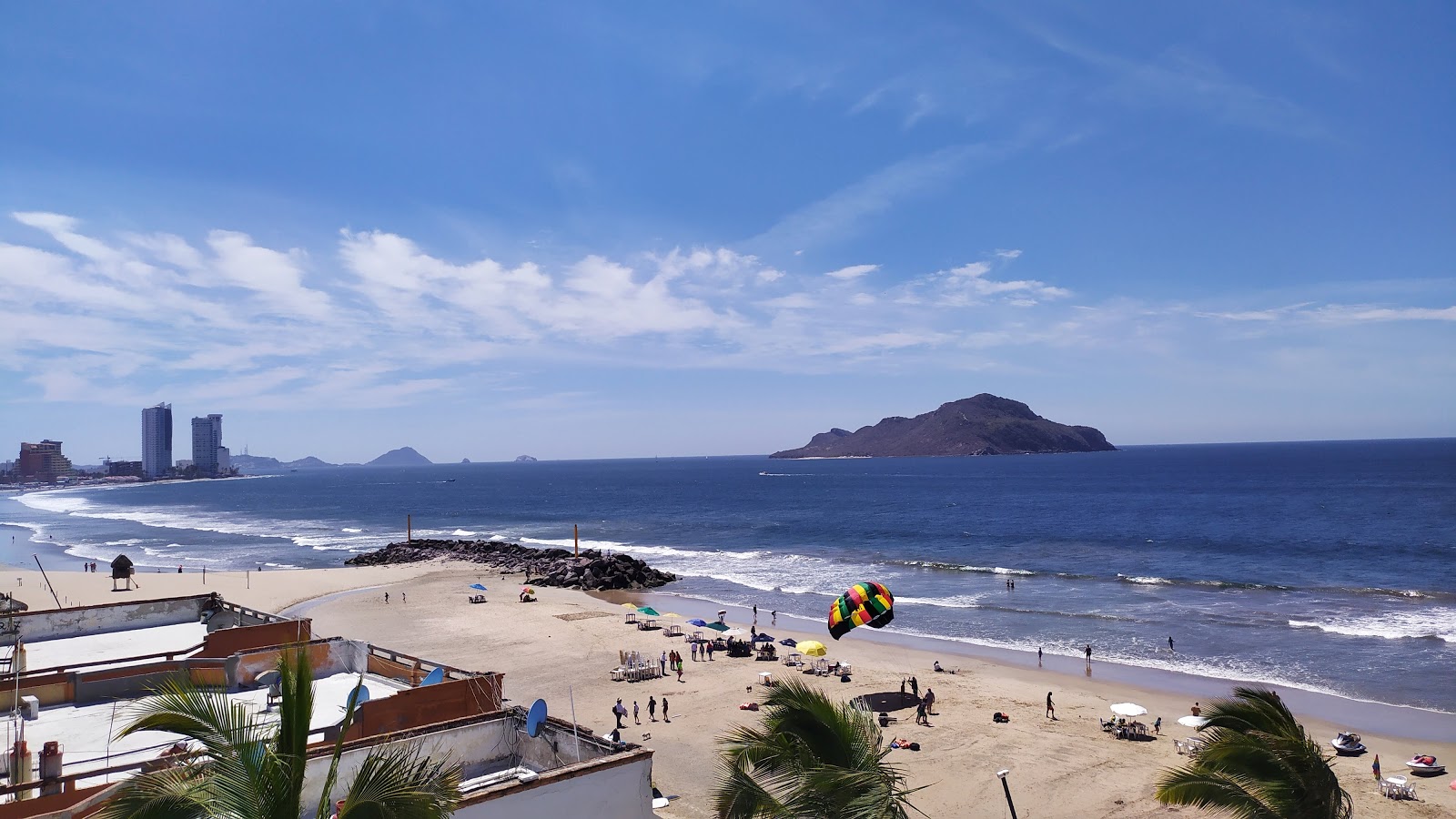 Foto van Camaron Sabalo beach met helder fijn zand oppervlakte