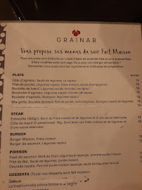 Menu du Restaurant à Paris