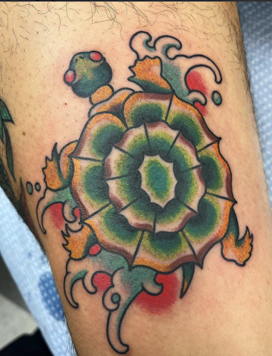 Explore snowboarding tattoo ideas, creative tattoo ideas in Virginia Beach, available at Salt Water Tattoo