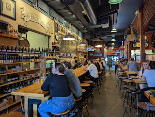 A row of beer taps