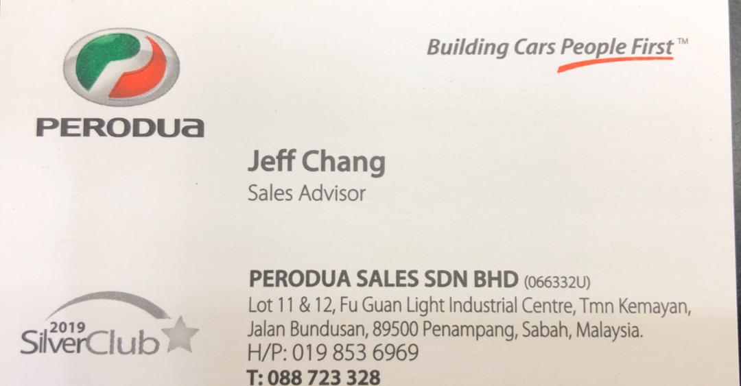 Perodua Kota Kinabalu Sales Jeff chang