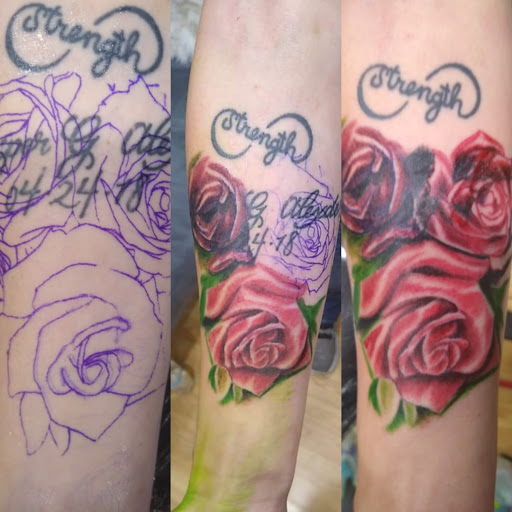 Explore caterpillar tattoo ideas, creative tattoo ideas in Belton, available at Not Just Ink Tattoos And Body Piercing