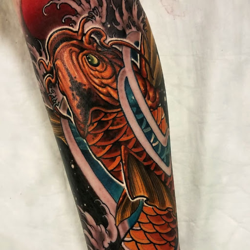 Explore men neck tattoo ideas, creative tattoo ideas in Dubuque, available at Grim River Tattoo