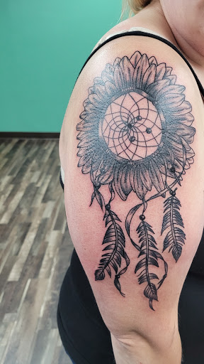 Explore polynesian sleeve tattoo ideas, creative tattoo ideas in Wabash, available at Steel Rose Tattoo Studio