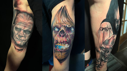 Explore chandelier tattoo ideas, creative tattoo ideas in Saint Paul, available at Black Coffin Tattoo