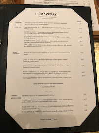 Le MaZenay à Paris menu