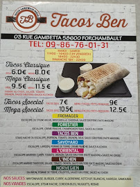 Menu / carte de Tacos Ben à Fourchambault