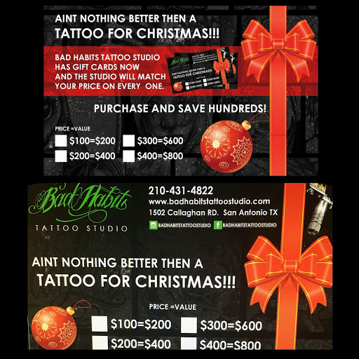 Tattoo Shop «Bad Habits Tattoo Studio», reviews and photos, 1502 Callaghan Rd, San Antonio, TX 78228, USA