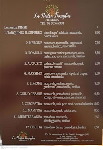 Menu du Pinseria La Nostra Famiglia à Bareggio