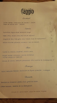 Restaurant italien Faggio Pizzeria à Paris - menu / carte