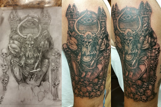 Explore pool tattoo ideas, creative tattoo ideas in Foley, available at Black Sheep Custom Tattoos and Piercings