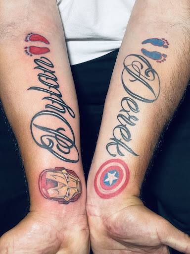 Explore guy leg tattoo ideas, creative tattoo ideas in Midland, available at The Company Ink