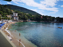Photo de Spiaggia Fiascherino entouré de montagnes