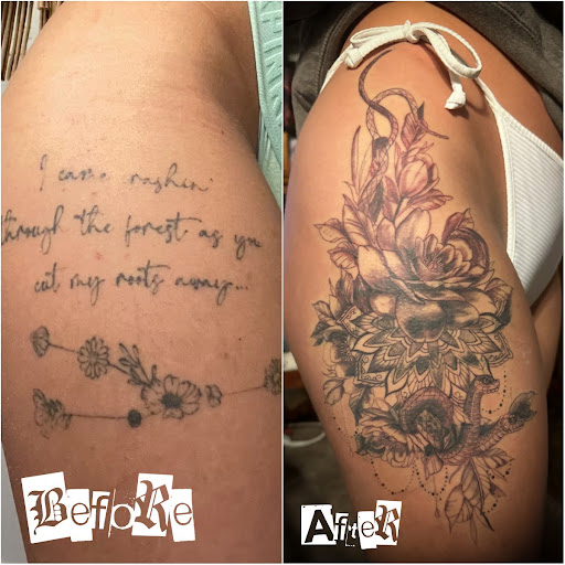 Explore pink ribbon tattoo ideas, creative tattoo ideas in Moweaqua, available at Fleshwound Tattoo