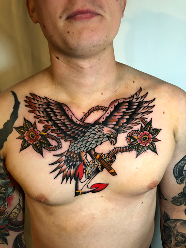 Explore dark side of the moon tattoo ideas, creative tattoo ideas in Johnson City, available at Gold Cross Tattoo Co.