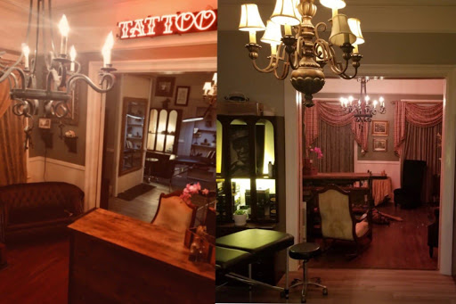 Explore black flower tattoo ideas, creative tattoo ideas in Savannah, available at REALISTIC TATTOOS BY FRANKIE LAMBOUGH