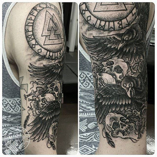 Explore full neck tattoo ideas for men, creative tattoo ideas in Fort Myers, available at HOWL Tattoo & Piercing