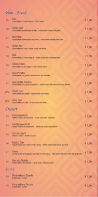 Menu / carte de Ristorante Indiano Kamasutra à Pistoia