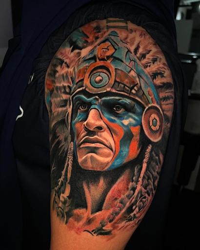 Explore railroad tattoo ideas, creative tattoo ideas in San Antonio, available at Firme Copias Tattoo Studio