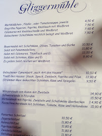 Menu / carte de Gasthaus Gliggermühle à Altrip