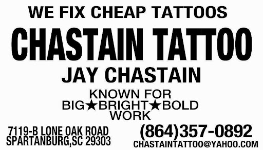 Tattoo Shop «Chastain Tattoo», reviews and photos, 7119 Lone Oak Rd, Spartanburg, SC 29303, USA