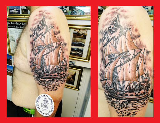 Explore flower shoulder tattoo ideas, creative tattoo ideas in Newport, available at Tattoos by Captain Bret