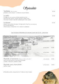 Menu / carte de Bar Restaurant Lou Baitandys à Les Gets