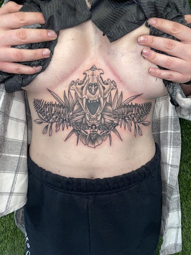 Explore american traditional chest tattoo ideas, creative tattoo ideas in Cocoa, available at Rorschach Tattoo Shop and Piercing Studio