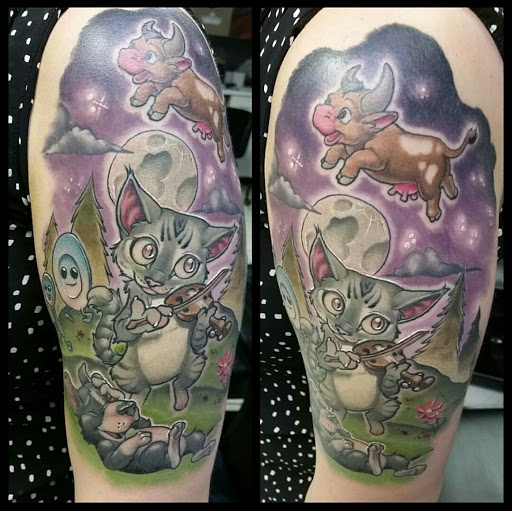 Explore fallout new vegas tattoo ideas, creative tattoo ideas in San Antonio, available at Dandyland Custom Tattoo and Professional Body Piercing