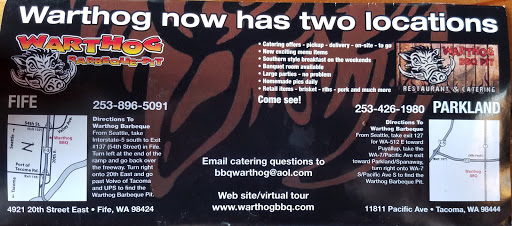 Barbecue Restaurant «Warthog Barbeque Pit», reviews and photos, 4921 20th St E, Fife, WA 98424, USA