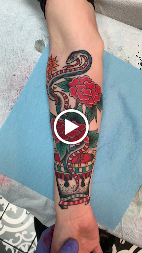 Explore flower tattoo sleeve ideas, creative tattoo ideas in Milwaukee, available at MANIA Tattoos Milwaukee