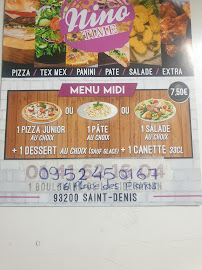 Nino Time, Pizza Pleyel à Saint-Denis menu