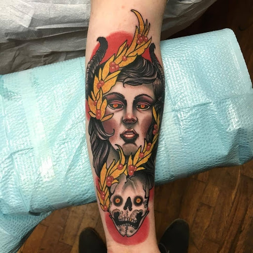 Explore tattoo name ideas on arm, creative tattoo ideas in Calhoun, available at A Sailors Grave Tattoo Parlor