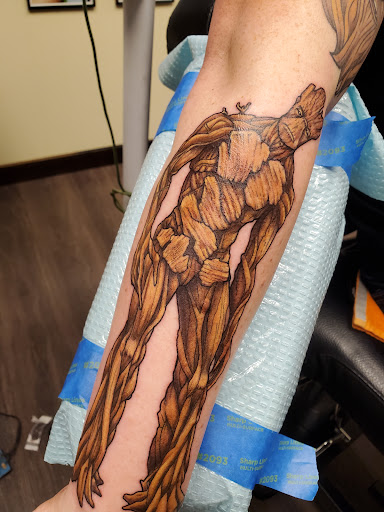 Explore girl sleeve tattoo ideas, creative tattoo ideas in Peoria, available at Guerrilla Ink Tattoos