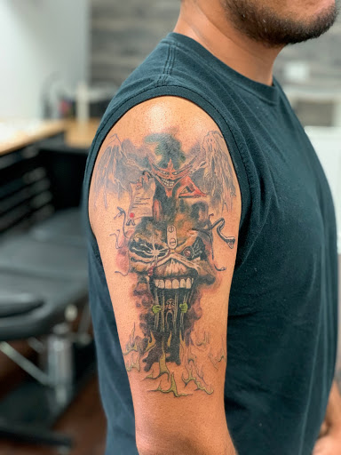 Explore elbow ditch tattoo ideas, creative tattoo ideas in Fontana, available at Iconiq Tattoo Studio