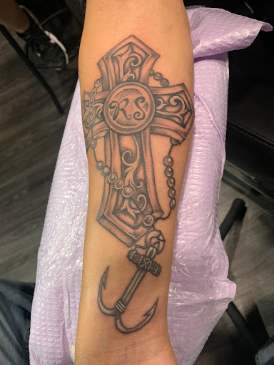 Explore deceased dog tattoo ideas, creative tattoo ideas in East Providence, available at Shrine Tattoo Studio