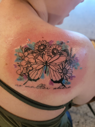 Explore palm tree tattoo ideas, creative tattoo ideas in Broxton, available at Seratonin Tattoo Parlor