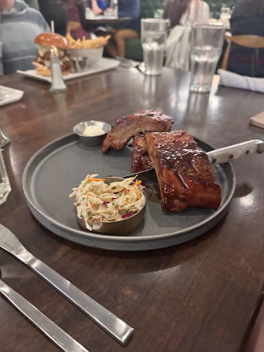 Good ribs. Should come with fries and not just coleslaw. 