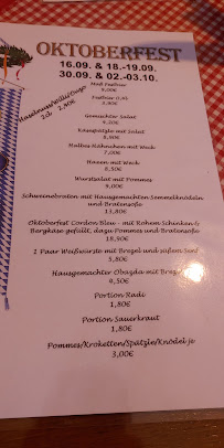 Menu du Andreasklause à Ubstadt-Weiher