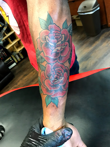 Explore sleeve tattoo background ideas, creative tattoo ideas in San Angelo, available at Good Vibes Only Tattoo Studio