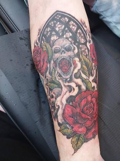 Explore patriotic sleeve tattoo ideas, creative tattoo ideas in Owensboro, available at Lady Luck Tattoo and Body Piercing